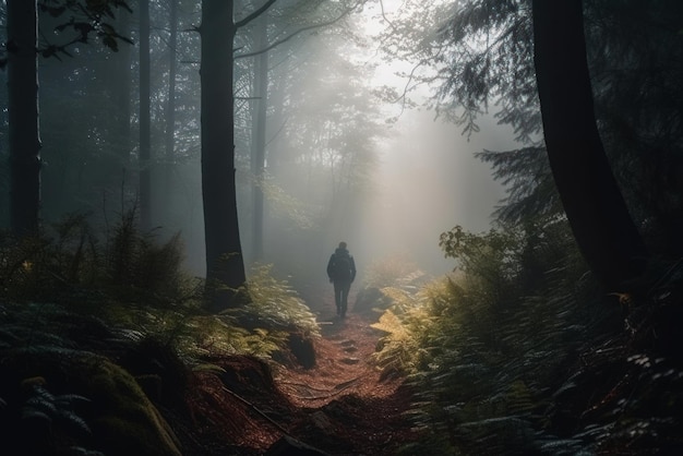 Viaggiatore nella foresta