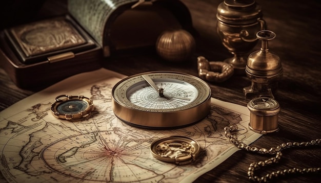 Viaggio antico La cartografia vecchio stile guida la scoperta dell'avventura generata dall'intelligenza artificiale