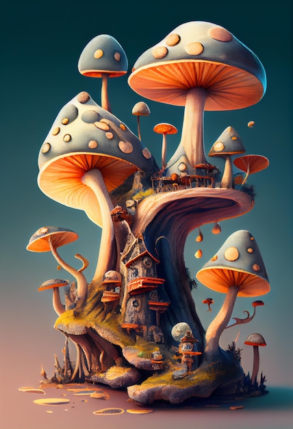 Viaggio attraverso il regno dei funghi generato dall'IA