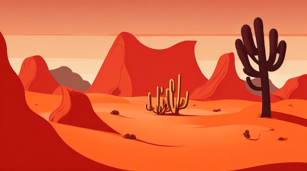 Viaggio capriccioso nel deserto Paesaggio del deserto dei cartoni animati