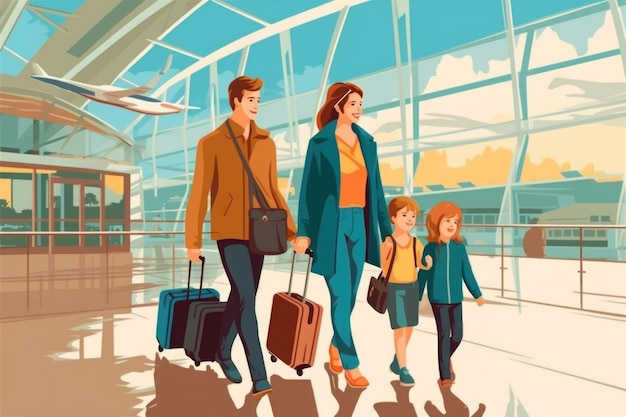 viaggio con la famiglia in aeroporto IA generativa