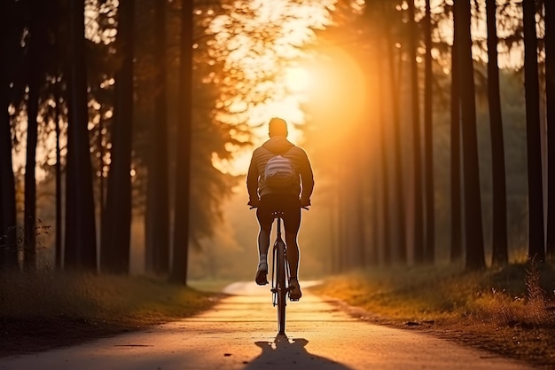 Viaggio di esercizi serali per uomini in bici d'epoca