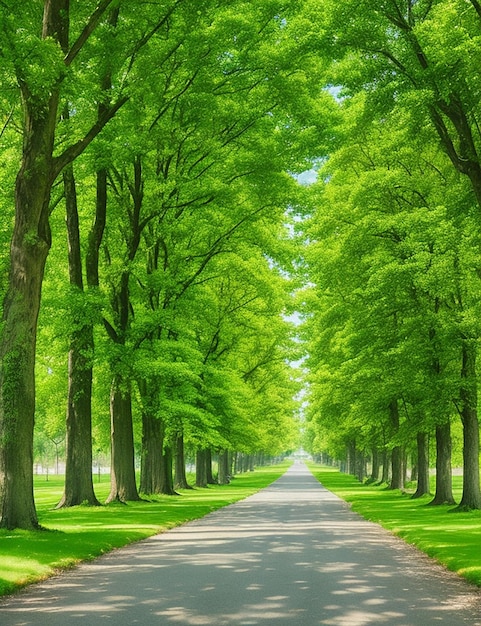 Viale con gli alberi verdi