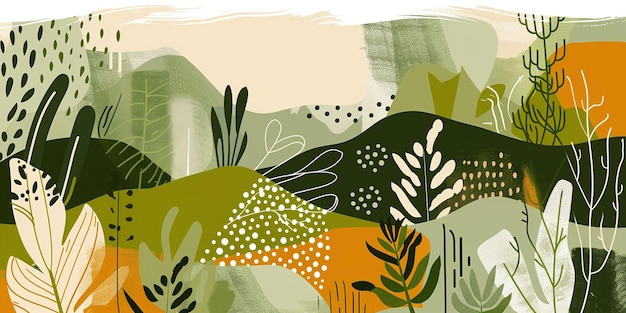 Vibrant Abstract Botanical Landscape