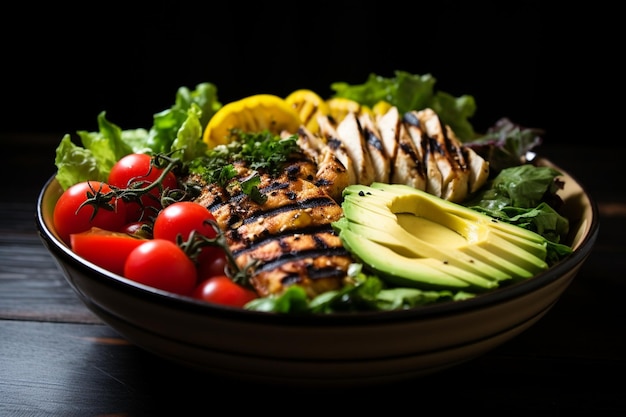 Vibrant Buddha Bowl con pollo alla griglia e cavolo croccante fresco