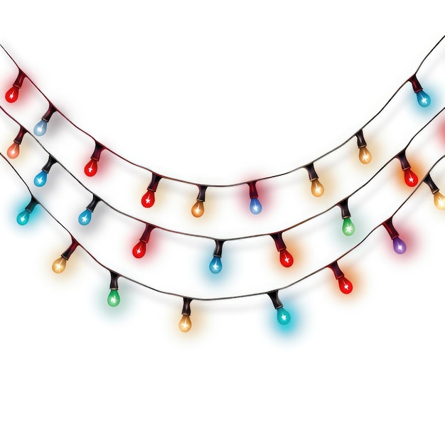 Vibrant Christmas Lights String Vector Illustration on White Background