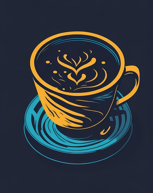 Vibrant Coffee Cup Graphic Isometric Vector TShirt Design