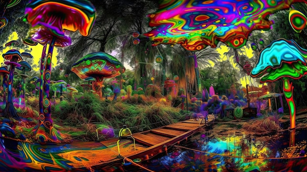 Vibrant Fungal Fantasia Natures Acid Trip