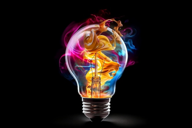 Vibrant Illuminated Concept Lightbulb fatta di colori AI generativa