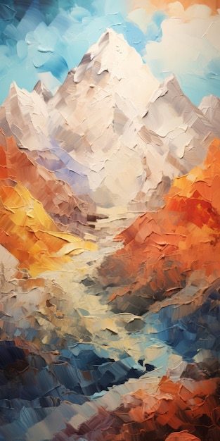 Vibrant Impasto Karst Painting con dettagli texturati e palette di colori caldi