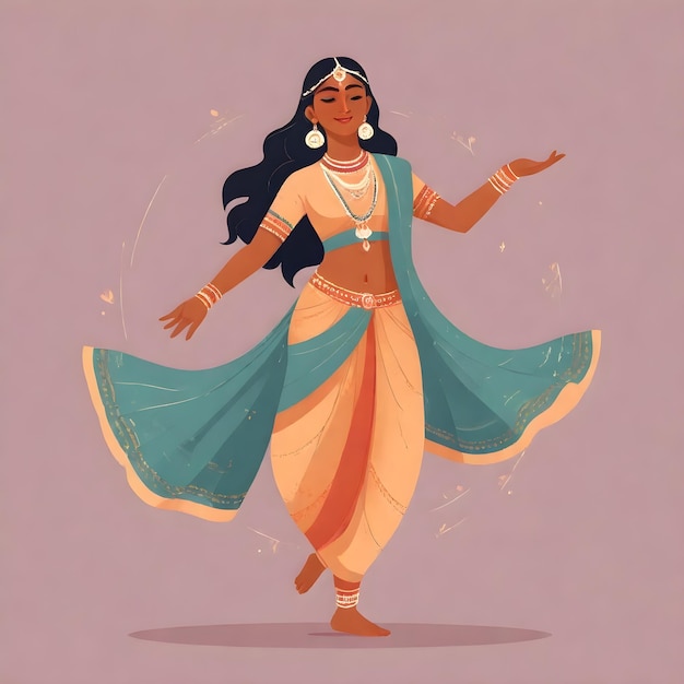 Vibrant Indian Woman Dancing ClipartVibrant Indian Women Dancing Clipart (Clip di danza della donna indiana vivace)