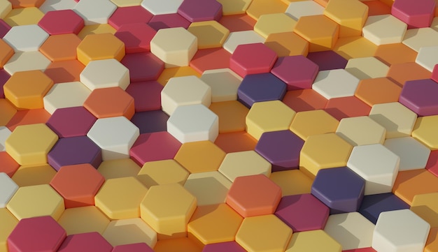 Vibrant multi color toy background wallpaper collection hexagonal pattern3D render image with texture ideal for marketing and social media images Minimal canvas copy space for text and images