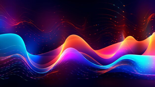 Vibrant Neon Background con Tech Waves generato dall'AI