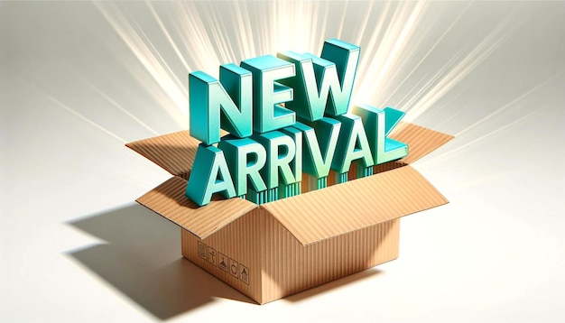 Vibrant New Arrival svela la tipografia 3D che emerge da una scatola di cartone