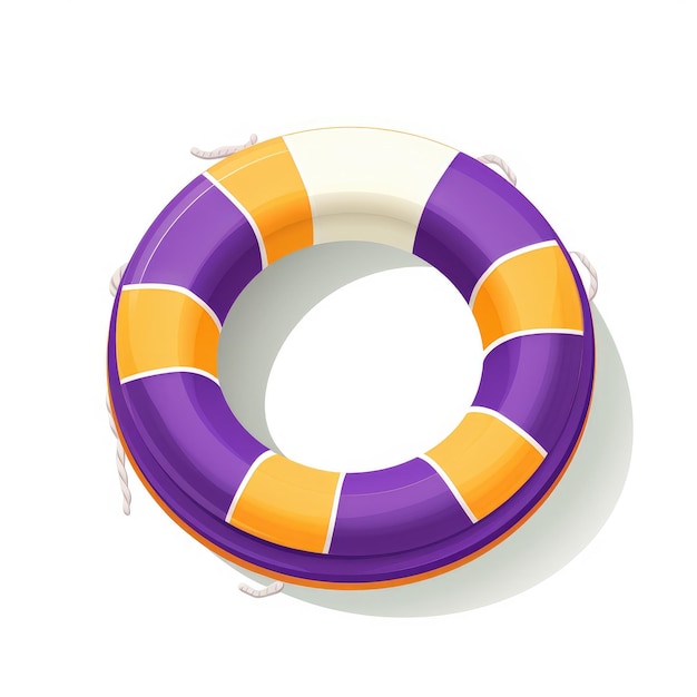 Vibrant Purple e Gold Accented Life Preserver Un'illustrazione in stile piatto minimalista su un B bianco