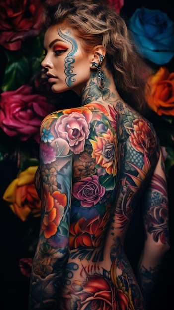 Vibrant Tattooed Beauty Colorful Skin Art