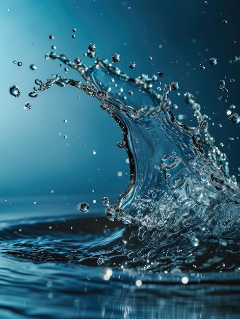 Vibrant Water Splash Movimento liquido astratto su sfondo blu