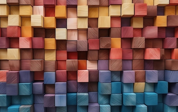 Vibrant Wooden Block Mosaic Generative AI (AI generativa di blocchi di legno vibranti)