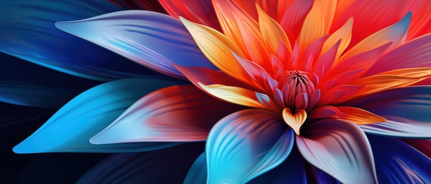 Vibrante close-up di fiori 3D con petali stratificati e tonalità ricche Design floreale elegante colori vivaci e bellezza simmetrica AI Generative