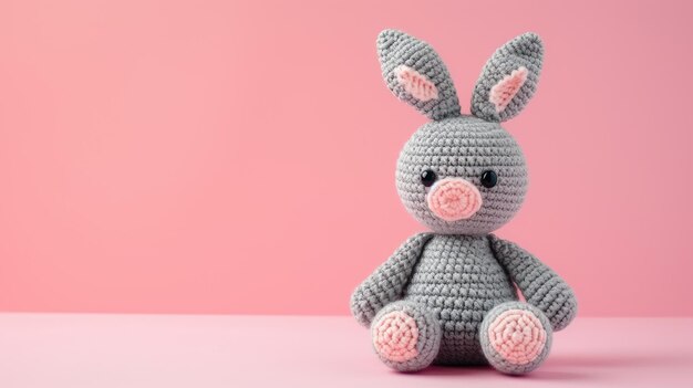 Vibrante coniglio al crochet fatto a mano perfetto per i bambini e per l'arredamento