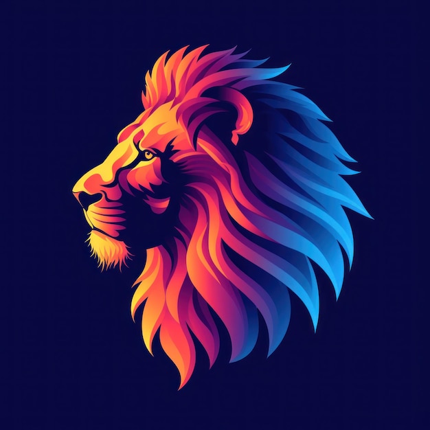 Vibrante logo del leone color neon che illustra le moderne tendenze del design grafico