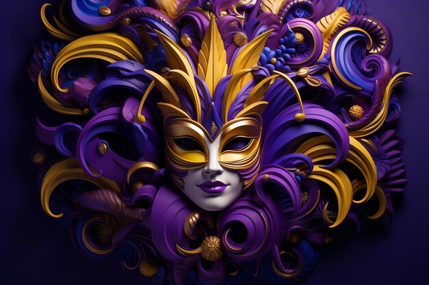 Vibrante maschera D Mardi Gras