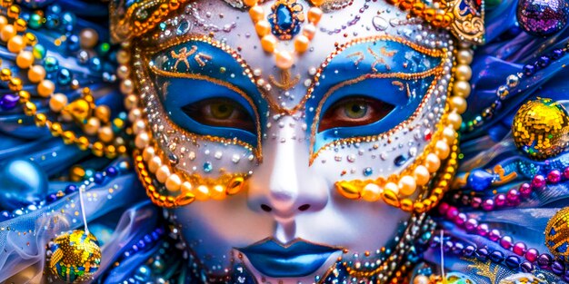 Vibrante maschera di carnevale veneziana e luci BokehxA