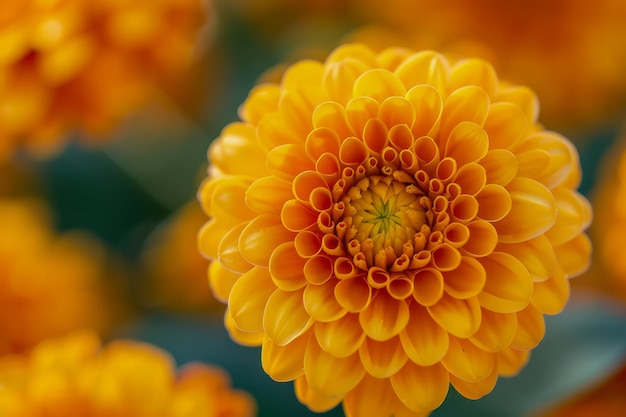 Vibrante primo piano di una fioritura di crisantemo giallo con sfondo Bokeh morbido per la natura e