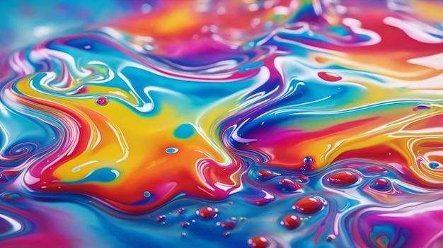 Vibrante primo piano di una sostanza liquida colorata