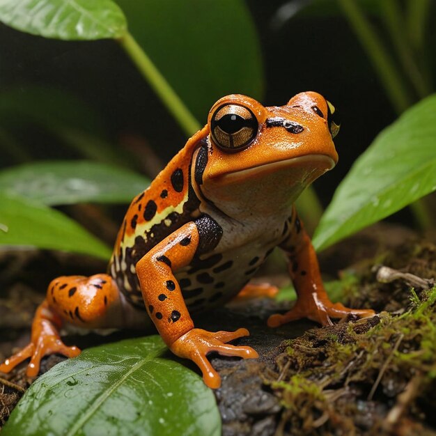 Vibrante rana velenosa che esplora la natura Anfibi colorati generati dall'AI