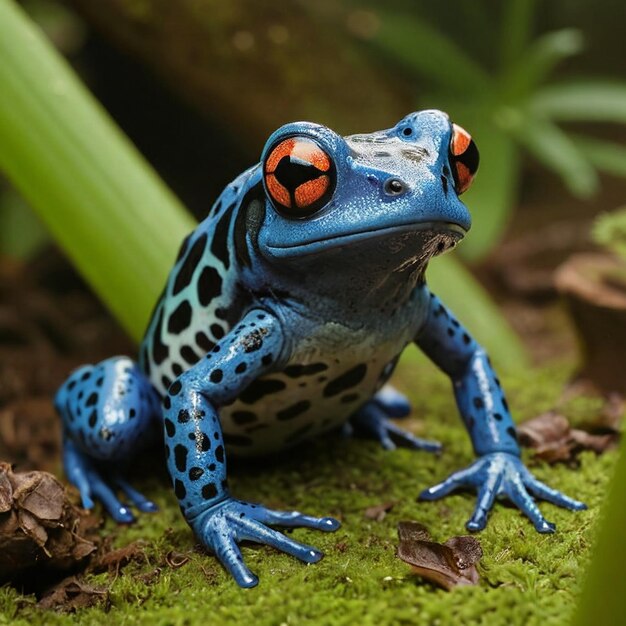 Vibrante rana velenosa che esplora la natura Anfibi colorati generati dall'AI