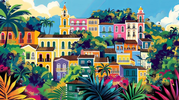 Vibrante Recife Pernambuco Illustrazione colorata