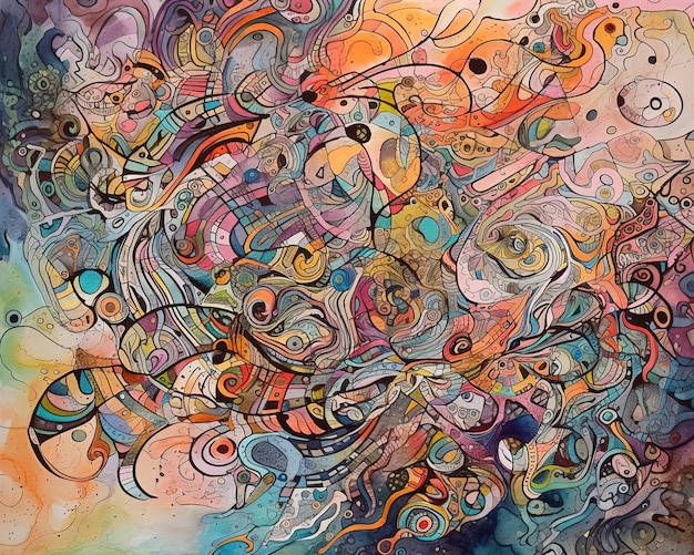 Vibrante viaggio astratto pittura psichedelica a colori