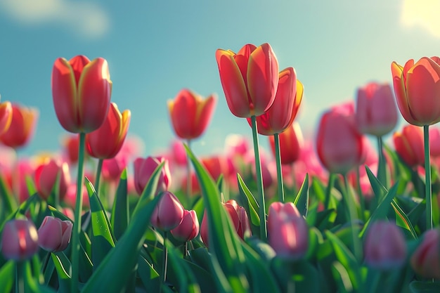 Vibranti campi di tulipani in piena fioritura