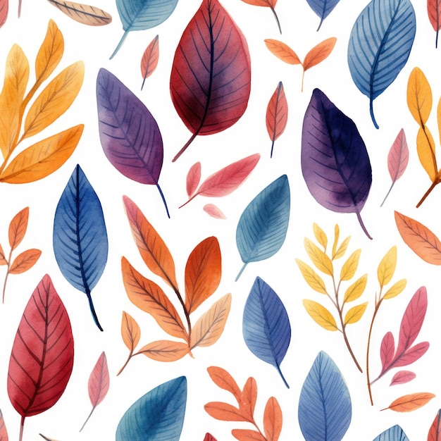 Vibranti foglie ad acquerello per disegni creativi generati dall'AI