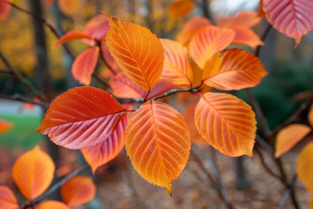 Vibranti foglie d'autunno in ambiente naturale con sfondo soft focus perfetto per i temi stagionali