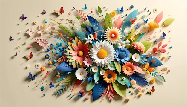 Vibranti opere d'arte floreali e di farfalle