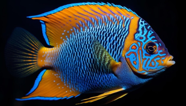 Vibranti pesci pagliaccio a strisce che nuotano nella barriera corallina generati dall'intelligenza artificiale