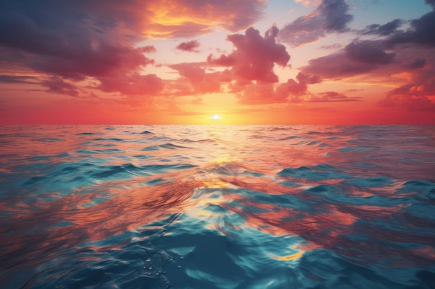 Vibranti tramonti su un calmo orizzonte oceanico