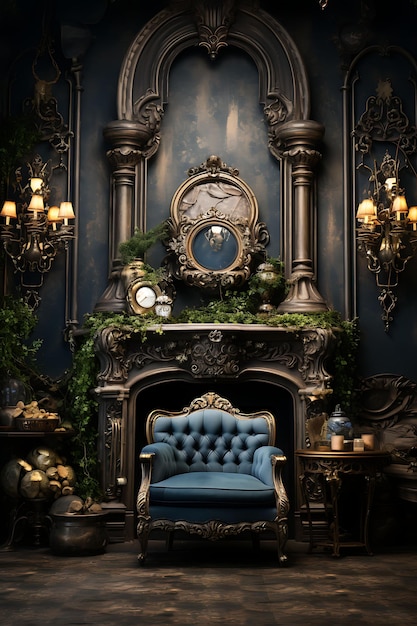 Victorian Parlor Victorian Wallpaper Backdrop Antique Firepl Creative Design Live Stream Background