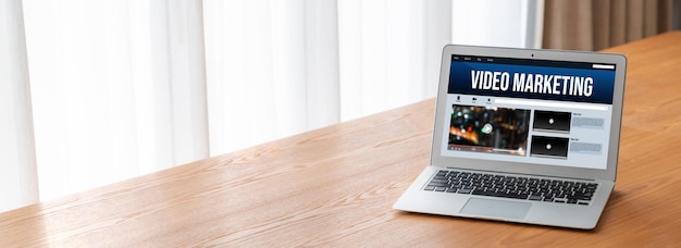 Video Marketing Concept on Laptop Screen Snugly