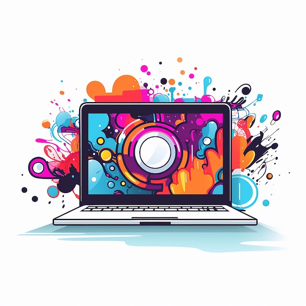 Video sull'illustrazione vettoriale di Laptop Line Art