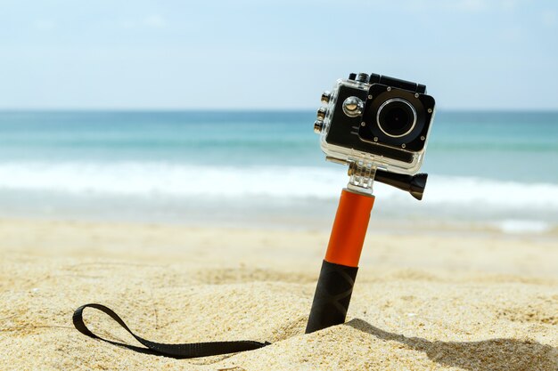 Videocamera d'azione sulla spiaggia