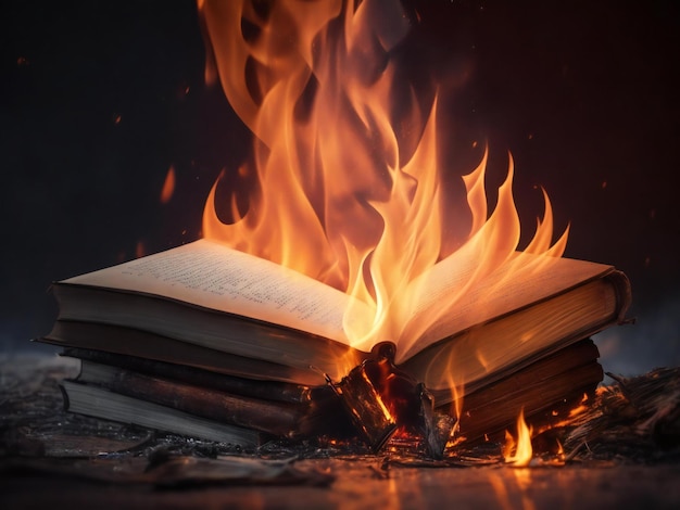 Viene generato un libro con un fuoco acceso