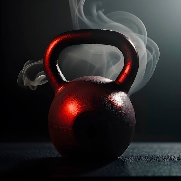 Viene messo a fuoco un grosso kettlebell rosso