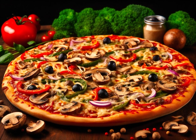 Viene mostrata una pizza con funghi
