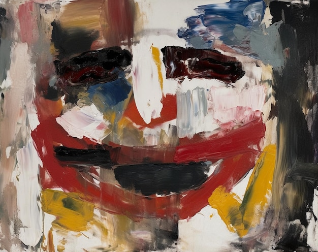 Viene mostrato un dipinto del volto di un clown con un naso rosso e un naso nero.