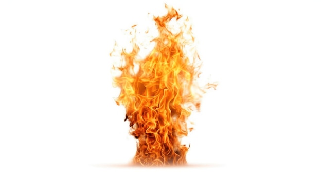Viene mostrato un fuoco su sfondo bianco con una fiamma sul fondo.
