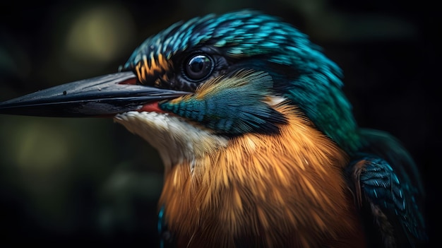 Viene mostrato un uccello con una testa blu e una testa verde.