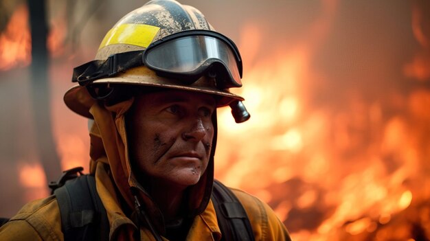 Vigile del fuoco presso l'ai generativo della foresta antincendio